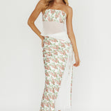 Jerica Strapless Sheer Waist Top Floral Blush