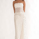Jerica Wrap Front Maxi Skirt Polka Dot Beige