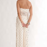 Jerica Wrap Front Maxi Skirt Polka Dot Beige