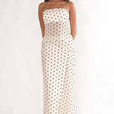 Jerica Wrap Front Maxi Skirt Polka Dot Beige