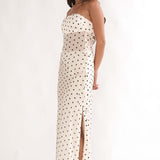 Jerica Wrap Front Maxi Skirt Polka Dot Beige