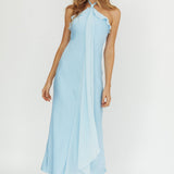 Starlet Halterneck Sash Maxi Dress Baby Blue