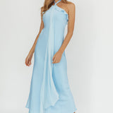 Starlet Halterneck Sash Maxi Dress Baby Blue