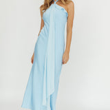 Starlet Halterneck Sash Maxi Dress Baby Blue