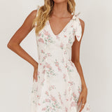 Matina Tied Shoulder Mini Dress Floral