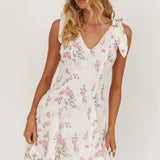 Matina Tied Shoulder Mini Dress Floral