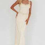 Olivera Lace Frill Trim Maxi Dress Cream