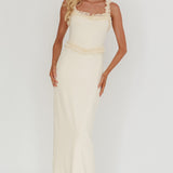 Olivera Lace Frill Trim Maxi Dress Cream