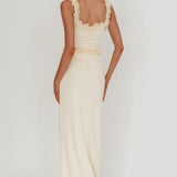 Olivera Lace Frill Trim Maxi Dress Cream