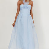 Elvera Rose Bust Halter Midi Dress Blue