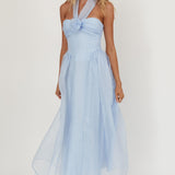 Elvera Rose Bust Halter Midi Dress Blue
