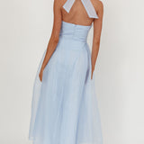 Elvera Rose Bust Halter Midi Dress Blue
