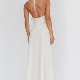 Petronilla Rosette Halterneck Maxi Dress Eggshell