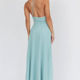 Petronilla Rosette Halterneck Maxi Dress Sage