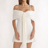 Lillibet Bow Tied Bust Mini Dress White
