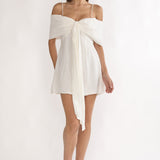 Lillibet Bow Tied Bust Mini Dress White