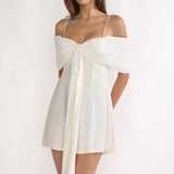 Lillibet Bow Tied Bust Mini Dress White