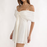 Lillibet Bow Tied Bust Mini Dress White