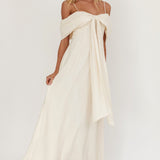 Lillibet Bow Tied Bust Midi Dress Cream