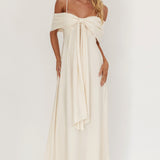 Lillibet Bow Tied Bust Midi Dress Cream