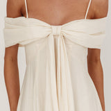 Lillibet Bow Tied Bust Midi Dress Cream