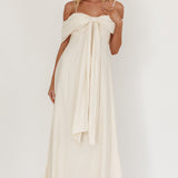 Lillibet Bow Tied Bust Midi Dress Cream
