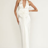 Ophelina Oversized Bow Halter Dress White