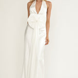Ophelina Oversized Bow Halter Dress White