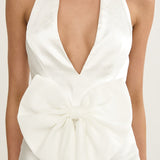 Ophelina Oversized Bow Halter Dress White