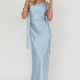 Glory Day Tied Shoulder Cowl Maxi Dress Ice Blue