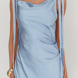 Glory Day Tied Shoulder Cowl Maxi Dress Ice Blue