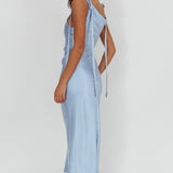 Glory Day Tied Shoulder Cowl Maxi Dress Ice Blue