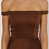 Cari Off-Shoulder Strap Maxi Dress Chocolate