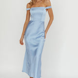 Cari Off-Shoulder Strap Maxi Dress Ice Blue
