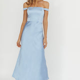 Cari Off-Shoulder Strap Maxi Dress Ice Blue