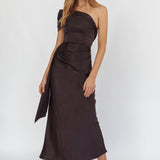 Guinevere One-Shoulder Waist Sash Maxi Dress Black