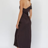 Guinevere One-Shoulder Waist Sash Maxi Dress Black