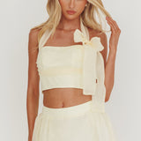 Simple Things Bow Halter Crop Top Butter