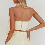 Simple Things Bow Halter Crop Top Butter