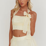 Simple Things Bow Halter Crop Top Butter