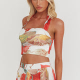 Simple Things Halter Crop Top Floral White