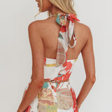 Simple Things Halter Crop Top Floral White