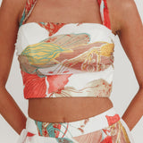Simple Things Halter Crop Top Floral White