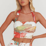 Simple Things Halter Crop Top Floral White