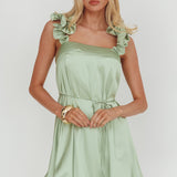 Glow Lettuce Edge Strap Mini Dress Pistachio