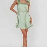 Glow Lettuce Edge Strap Mini Dress Pistachio