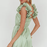 Glow Lettuce Edge Strap Mini Dress Pistachio