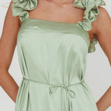 Glow Lettuce Edge Strap Mini Dress Pistachio