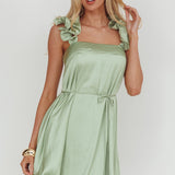 Glow Lettuce Edge Strap Mini Dress Pistachio