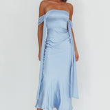 Odayah Draped Sleeve Maxi Dress Blue